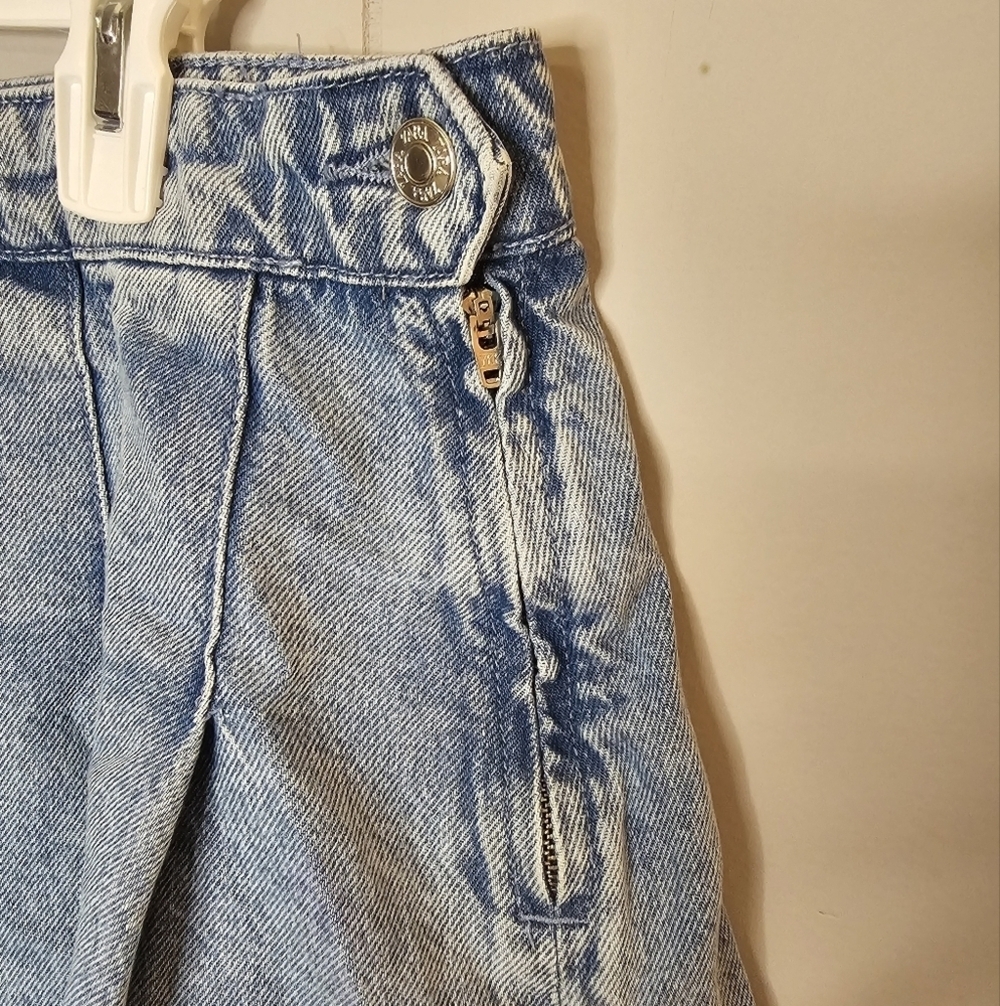 ZARA Pleated Raw Edge Denim Skirt, Medium - Picture 2 of 6